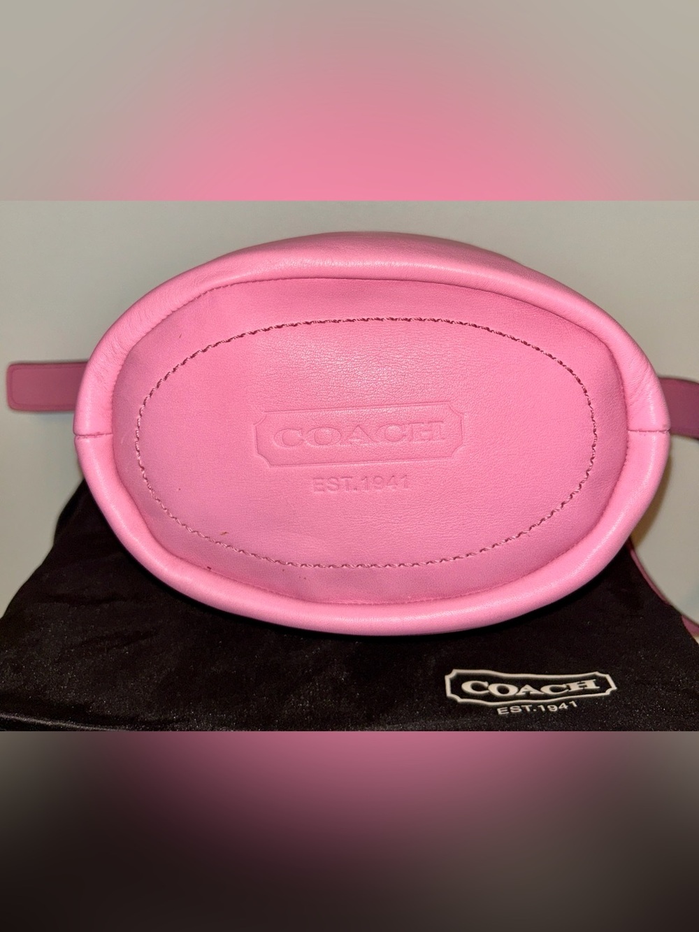 COACH Alternating Pink Leather Rugby
Stripes Bleeker duffle crossbody. RARE! - Picture 11 of 14